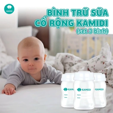 Set 3 Bình Trữ Sữa Kamidi Cổ Rộng 150ml Nhựa PP Cao Cấp - Giá Ưu Đãi 195.000