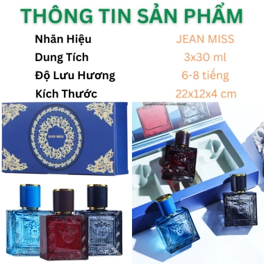 Set 3 chai Nước hoa nam Jeanmiss 30ml - Hương quyến rũ, lưu hương lâu 75.000 VND