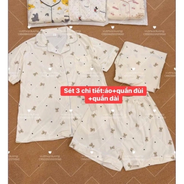 Sét 3 chi tiết áo, quần dài, quần sooc mặc nhà cực xinh - Giá ưu đãi 179k 2