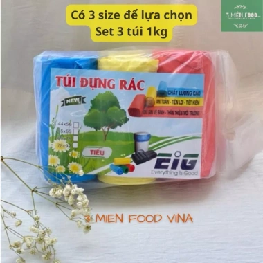 Set 3 cuộn 1kg Túi rác tự hủy 3 size EIG - Nhựa phân hủy, màu tùy chọn, 12.900 VND 2