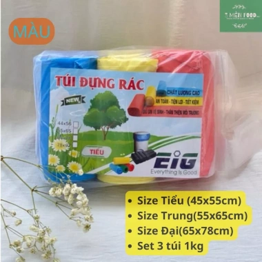 Set 3 cuộn 1kg Túi rác tự hủy 3 size EIG - Nhựa phân hủy, màu tùy chọn, 12.900 VND 4