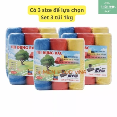Set 3 cuộn 1kg Túi rác tự hủy 3 size EIG - Nhựa phân hủy, màu tùy chọn, 12.900 VND 6