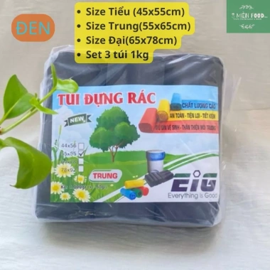 Set 3 cuộn 1kg Túi rác tự hủy 3 size EIG - Nhựa phân hủy, màu tùy chọn, 12.900 VND 10