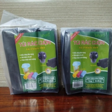 Sét 3 cuộn Túi đen đựng rác tự phân hủy - Nilon thân thiện môi trường, giá 7.900₫