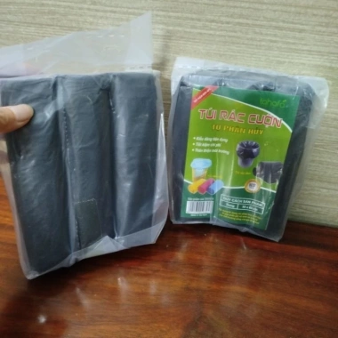 Sét 3 cuộn Túi đen đựng rác tự phân hủy - Nilon thân thiện môi trường, giá 7.900₫