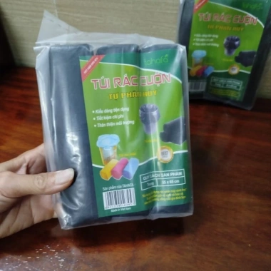 Sét 3 cuộn Túi đen đựng rác tự phân hủy - Nilon thân thiện môi trường, giá 7.900₫