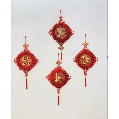 Set 3 Khánh Quạt Phúc Lộc Thọ Tết 45cm - Dây Treo Nhung Đỏ - Trang Trí Năm Mới 31.000