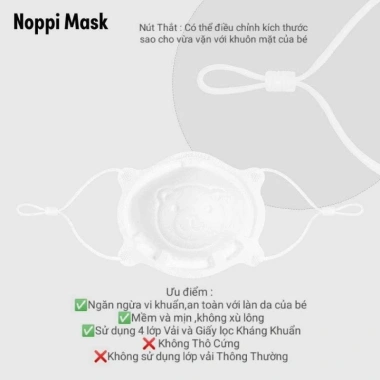 Set 3 khẩu trang gấu 3D cho bé 8 tháng-3 tuổi Noppi Mask giá chỉ 20.000