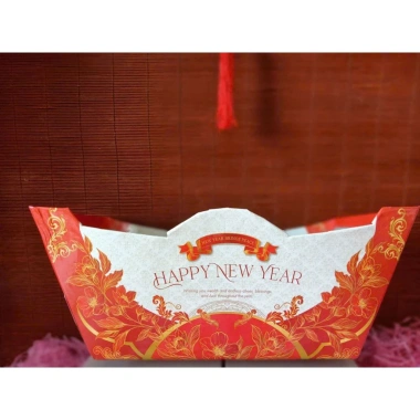 Set 3 khay thuyền Tết Happy New Year – Trang trí giỏ quà Tết, thiết kế tinh tế, đồ trang trí nội thất, giá ưu đãi 69.000₫