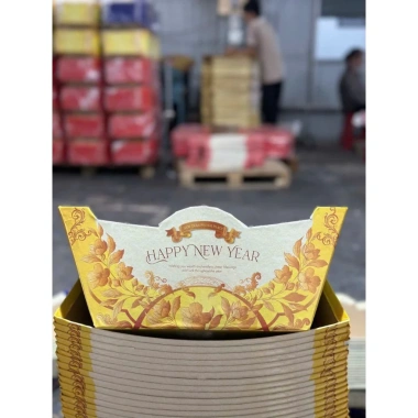 Set 3 khay thuyền Tết Happy New Year – Trang trí giỏ quà Tết, thiết kế tinh tế, đồ trang trí nội thất, giá ưu đãi 69.000₫