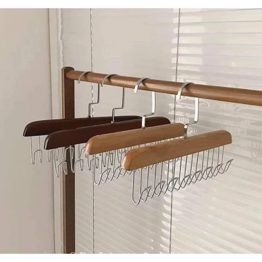 Set 3 móc quần áo gỗ đa năng treo Mũ Cà Vạt Áo con - Giá chỉ 35.000 VND 5