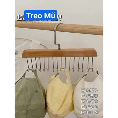 Set 3 móc quần áo gỗ đa năng treo Mũ Cà Vạt Áo con - Giá chỉ 35.000 VND 6