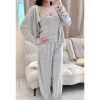Set 3 Món Áo Dây, Áo Khoác Ren Viền, Quần Dài Form Rộng Thun Tăm SE112 229k 2