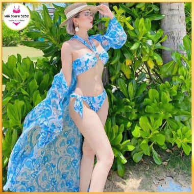 Set 3 món bikini đồ bơi đi biển và áo choàng mẫu mới sexy, giảm còn 309.000 VND
