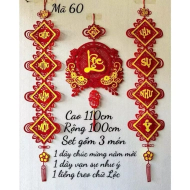 Set 3 Món Decor Tết 2.026 – Mành Treo Chữ Tết, Dây Vạn Sự, Dây Chúc Mừng Năm Mới – 158k