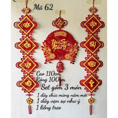 Set 3 Món Decor Tết 2.026 – Mành Treo Chữ Tết, Dây Vạn Sự, Dây Chúc Mừng Năm Mới – 158k
