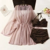 Set 3 món Đồ bơi nữ tay dài, Bikini 2 mảnh quần đùi + áo choàng tắm trẻ trung giá 52.000₫