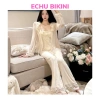 Set 3 Món Đồ Ngủ – Áo Bèo Ren, Quần Dài, Áo Khoác Lưới Công Chúa Có Mút - 309.000đ