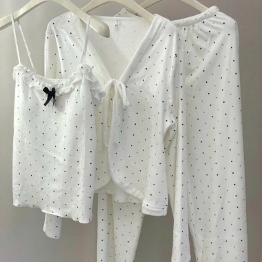 Sét 3 Món Mặc Nhà Họa Tiết Chấm Bi Phối Nơ Xinh - Mẫu Mới 2.025 Giá 250k