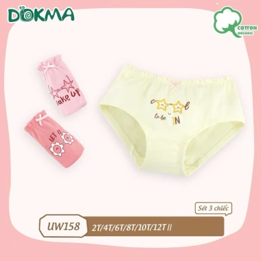 Set 3 Quần Chip Cotton Tam Giác Bé Gái Size Lớn Dokma UW158 - Giá chỉ 99.000đ