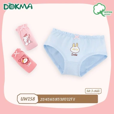 Set 3 Quần Chip Cotton Tam Giác Bé Gái Size Lớn Dokma UW158 - Giá chỉ 99.000đ 4