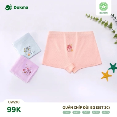 Set 3 Quần Chip Đùi Bé Gái DOKMA Chất Thông Hơi Màu Ngẫu Nhiên - Giá chỉ 99.000 (Giảm từ 126.720) 4