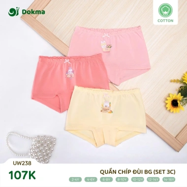 Set 3 Quần Chip Đùi Cotton Bé Gái 10-30kg Màu Ngẫu Nhiên Dokma Giá 107.000 VND 4