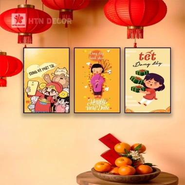 Set 3 Tranh Treo Tường Tết 2.026 Cao Cấp Trang Trí Tết Bính Ngọ HTN DECOR Giá Ưu Đãi 315.000 VND