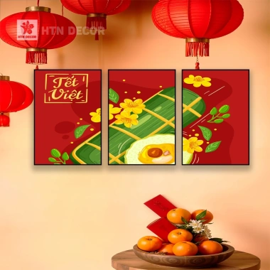 Set 3 Tranh Treo Tường Tết 2.026 Cao Cấp Trang Trí Tết Bính Ngọ HTN DECOR Giá Ưu Đãi 315.000 VND 2