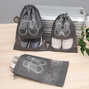 Set 3 Túi Đựng Giày Dép Dây Rút Chống Bụi Ẩm Mốc - Bảo Vệ Đồ Khi Đưa Vali Du Lịch HoàngGiaDụng 4