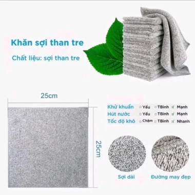Set 30 Khăn Lau Bếp 23x23 Than Tre Đa Chức Năng, Bông Dày Thấm Nước, Treo Tường - Giá 69.000 VND 5 Set 30 Khăn Lau Bếp 23x23 Than Tre Đa Chức Năng, Bông Dày Thấm Nước, Treo Tường - Giá 69.000 VND 5