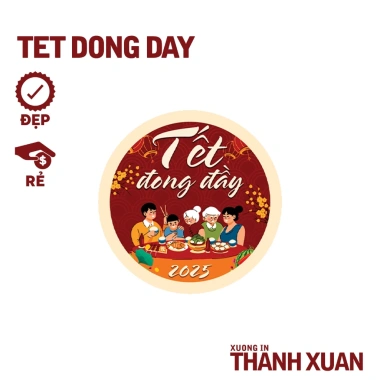 Set 35 tem dán Tết đầy, cắt sẵn kích thước chuẩn - Nhãn chúc mừng Năm Mới 2.025