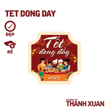 Set 35 tem dán Tết đầy, cắt sẵn kích thước chuẩn - Nhãn chúc mừng Năm Mới 2.025