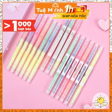 Set 3/6 Bút Highlight 2 Đầu Pastel VPPTUEMINH - Nhiều Màu, Giá 10.350₫