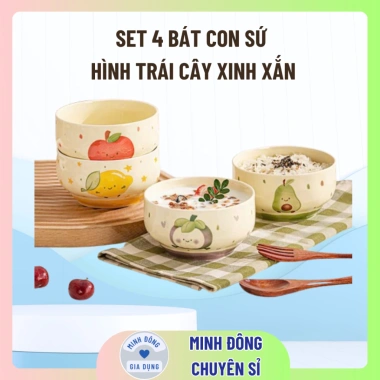 Set 4 bát con sứ hình trái cây – bát ăn dặm cho bé, quà tặng, chỉ 45.000đ
