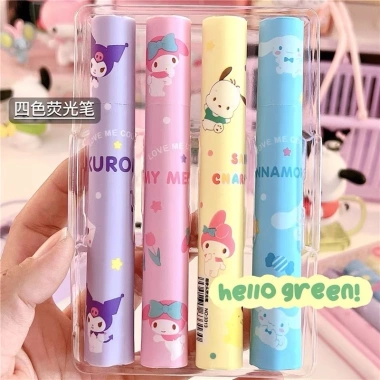Set 4 bút dạ quang highlight Kuromi Melody Cinnamoroll Kitty Dễ thương, giá 34.999đ 2