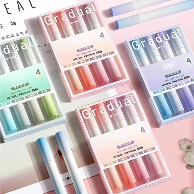 Set 4 Bút Dạ Quang Pastel Gradient - Đầu mềm, highlight sách học sinh, 20.000đ 3