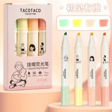 Set 4 Bút Highlight Mini TacoTaco Hidari - Bút Dạ Quang Đậm, Giá Ưu Đãi 27k 2