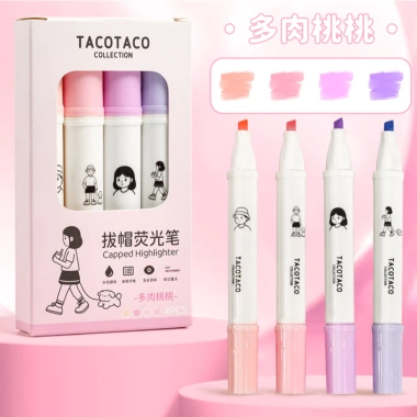 Set 4 Bút Highlight Mini TacoTaco Hidari - Bút Dạ Quang Đậm, Giá Ưu Đãi 27k 7