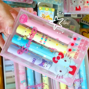 Set 4 Bút nhớ dạ quang Sanrio Kittly Kuromi Melody Cinemon – Giá 34.700₫
