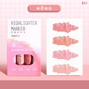 Set 4 bút nhớ highlight dạ quang gradient Màu xinh tông sáng giá ưu đãi 36.260₫