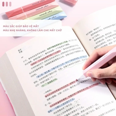 Set 4 Bút Nhớ Highlight Gradient Pastel, mực đều tươi sáng, chất lượng cao, đa chức năng, giá ưu đãi 36.260 VND 4