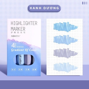 Set 4 Bút Nhớ Highlight Gradient Pastel, mực đều tươi sáng, chất lượng cao, đa chức năng, giá ưu đãi 36.260 VND 10