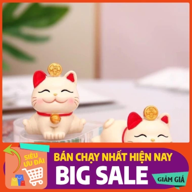 Sét 4 chú mèo thần tài trang trí phong thủy, giảm giá 99k, may mắn cho nhà 5