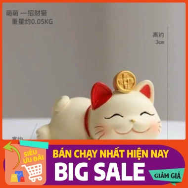 Sét 4 chú mèo thần tài trang trí phong thủy, giảm giá 99k, may mắn cho nhà 6