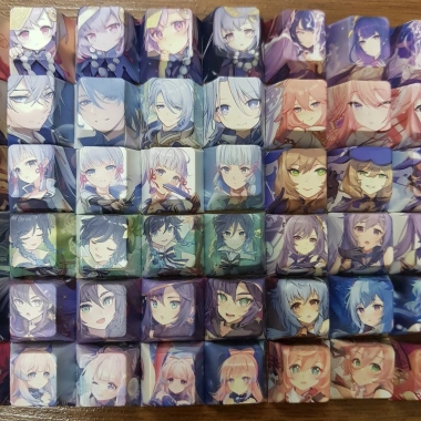 Set 4 nút keycap PBT Genshin Impact 50 nhân vật Kazuha Yelan, giá chỉ 50.000₫