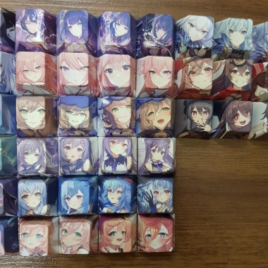 Set 4 nút keycap PBT Genshin Impact 50 nhân vật Kazuha Yelan, giá chỉ 50.000₫