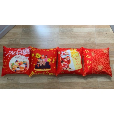 Set 4 vỏ gối Tết đỏ - Trang trí phòng khách, giá ưu đãi 250.000 VNĐ