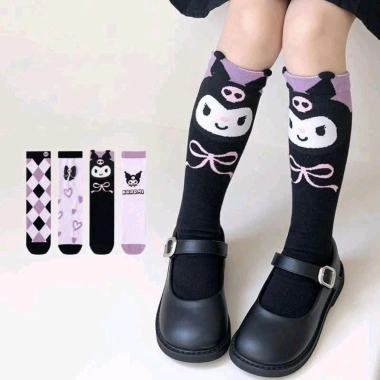 Set 5-10 đôi tất đùi Kuromi trẻ em 2-10 tuổi, chất liệu mềm, màu sắc dễ thương, giá chỉ 28.000 VND