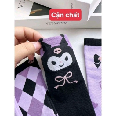 Set 5-10 đôi tất đùi Kuromi trẻ em 2-10 tuổi, chất liệu mềm, màu sắc dễ thương, giá chỉ 28.000 VND